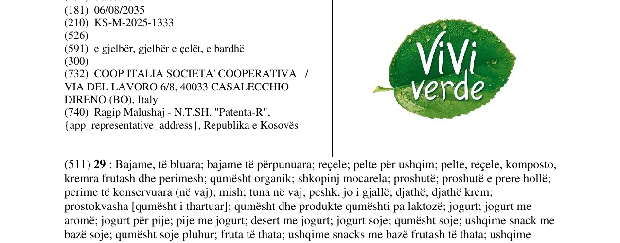 Zëri i markës ViVi verde në buletin