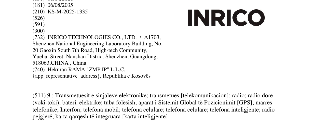 Zëri i markës INRICO në buletin