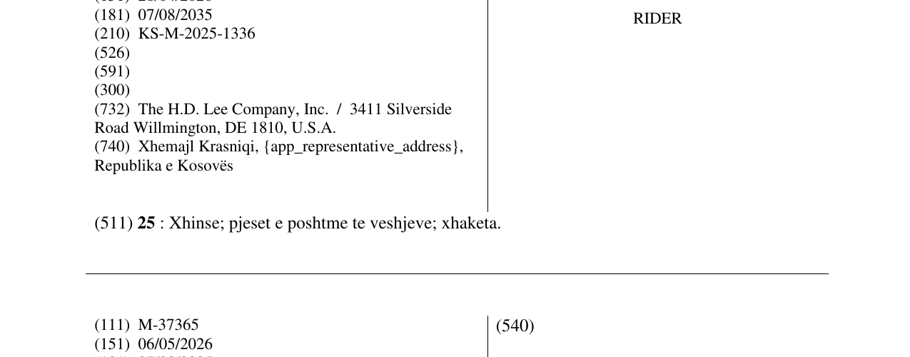 Zëri i markës RIDER në buletin