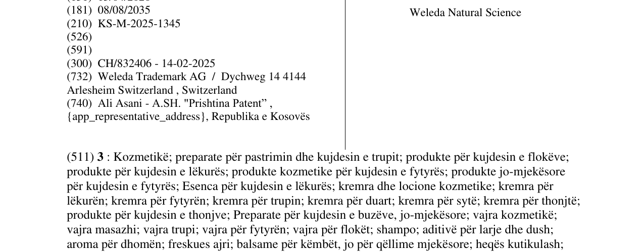 Zëri i markës Weleda Natural Science në buletin