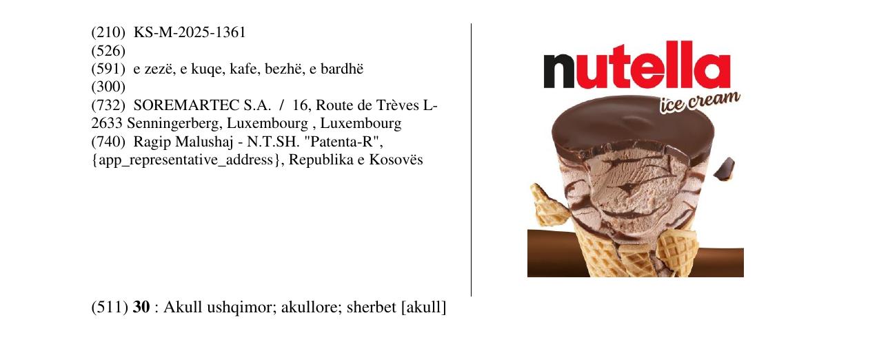 Zëri i markës nutella ice cream në buletin