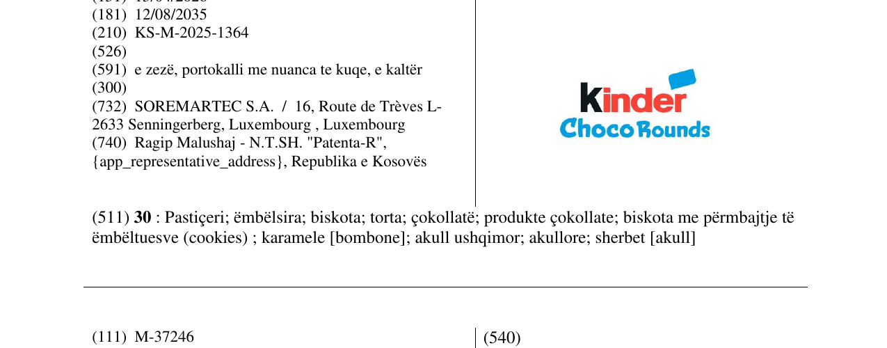 Zëri i markës kinder ChocoRounds në buletin