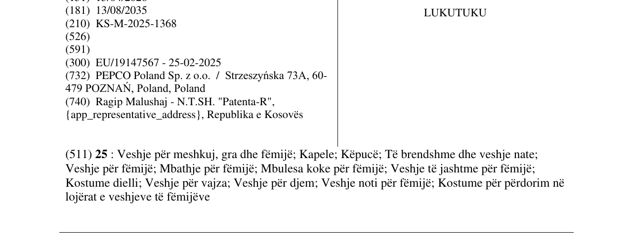 Zëri i markës LUKUTUKU në buletin