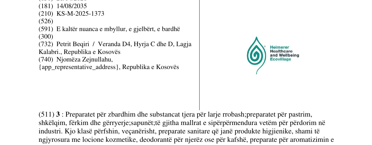 Zëri i markës Heimerer Healthcare and Wellbeing Ecovillage në buletin