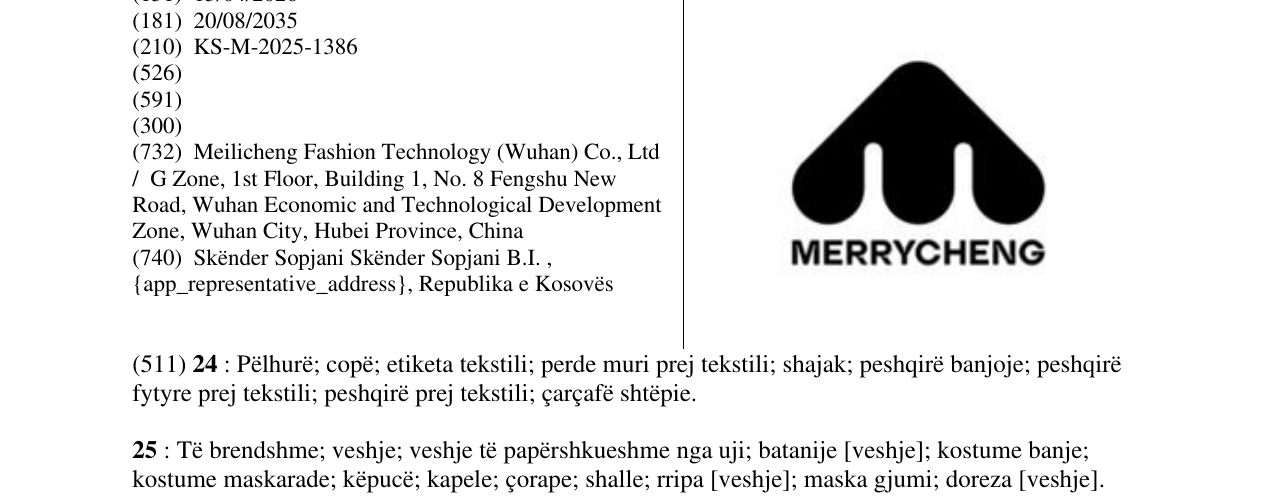 Zëri i markës MERRYCHENG në buletin