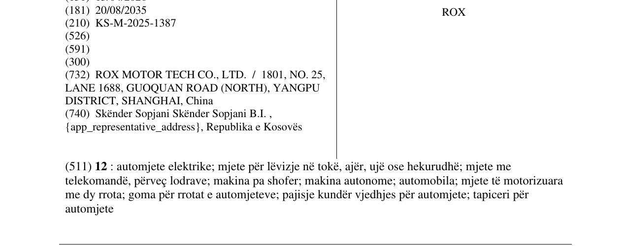 Zëri i markës ROX në buletin