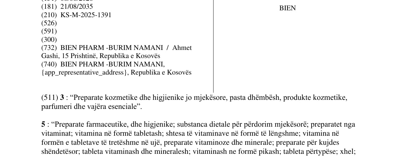 Zëri i markës BIEN në buletin