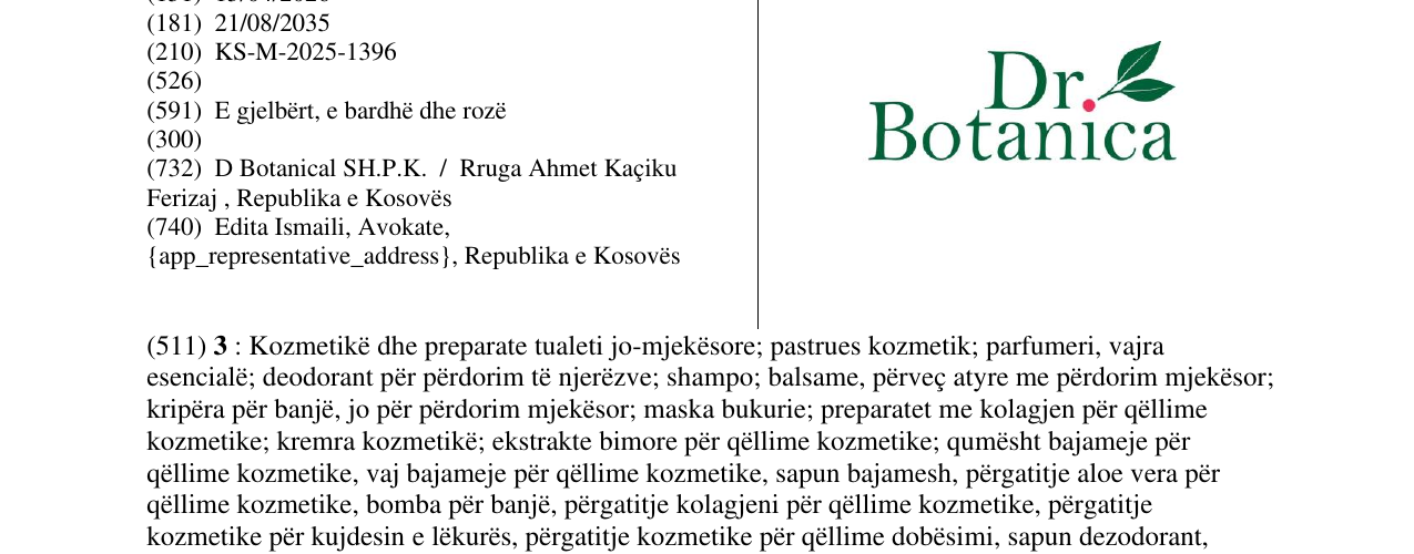 Zëri i markës Dr.Botanica në buletin