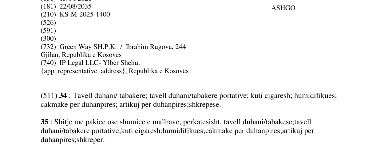 Zëri i markës ASHGO në buletin