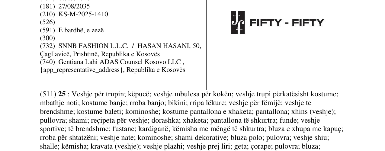 Zëri i markës FIFTY-FIFTY në buletin