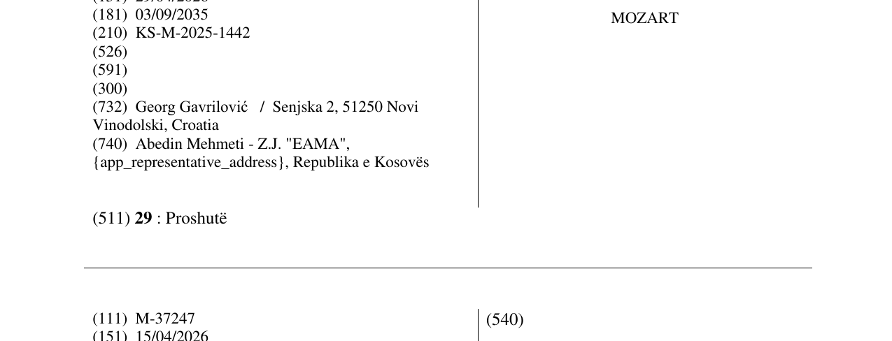 Zëri i markës MOZART në buletin