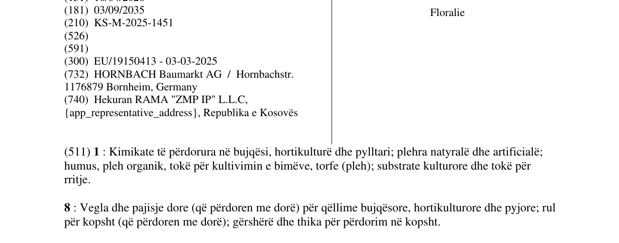 Zëri i markës Floralie në buletin