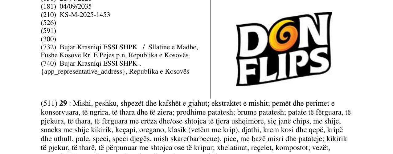 Zëri i markës DON FLIPS në buletin