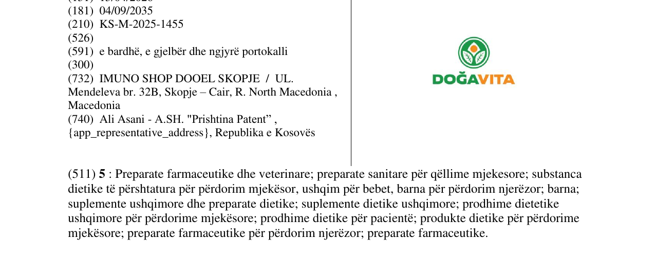 Zëri i markës DOGAVITA në buletin