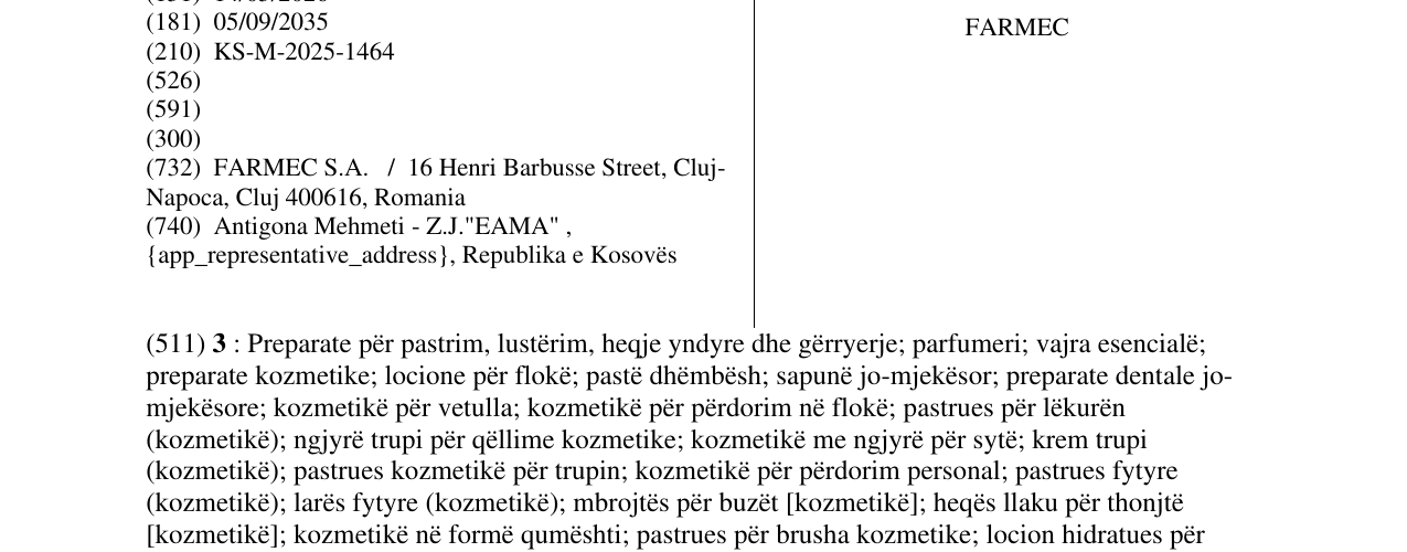 Zëri i markës FARMEC në buletin