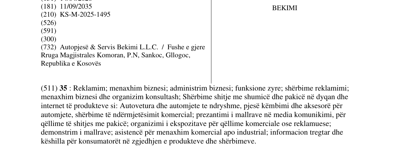 Zëri i markës BEKIMI në buletin