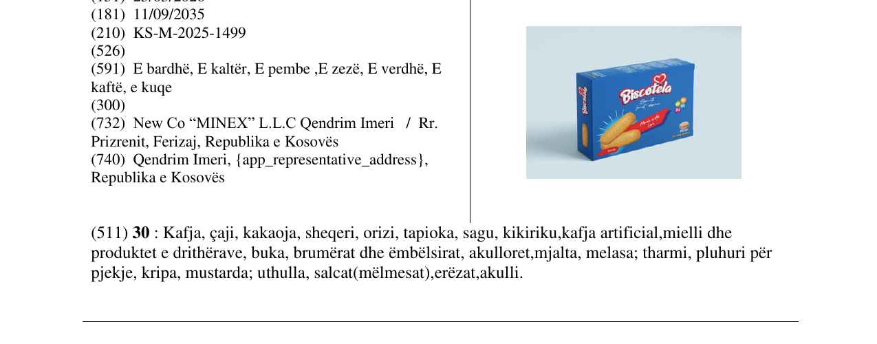Zëri i markës Biscotela në buletin