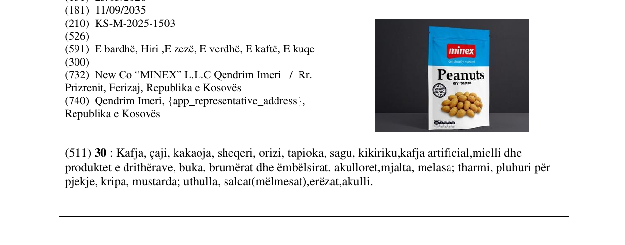Zëri i markës Peanuts dry roasted në buletin