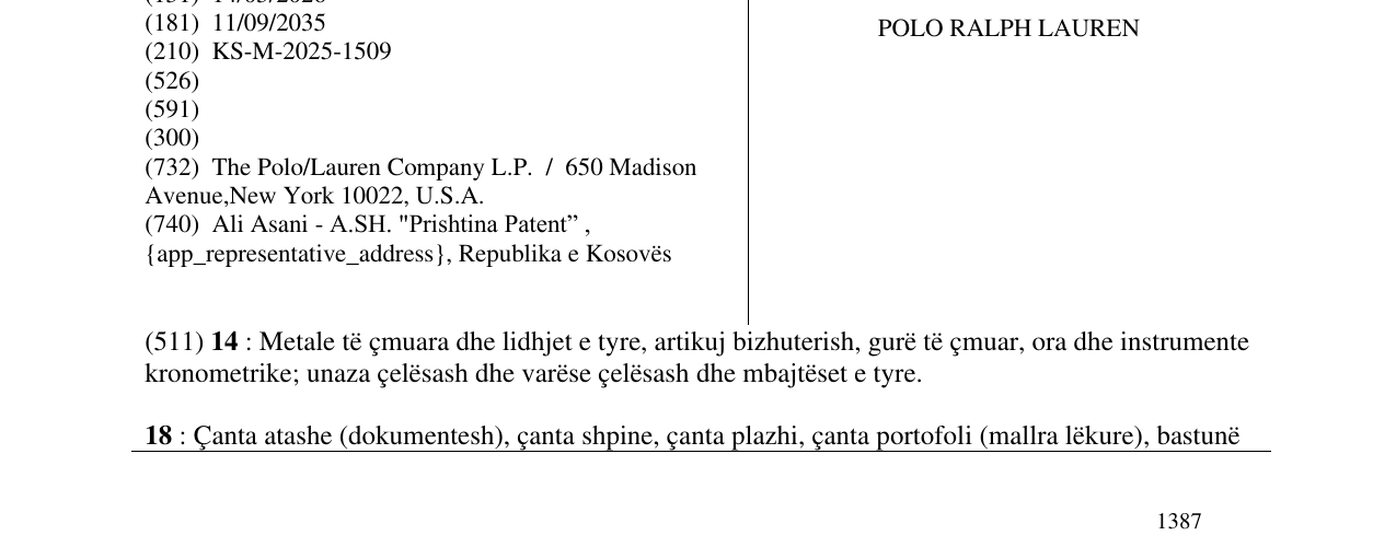 Zëri i markës POLO RALPH LAUREN në buletin