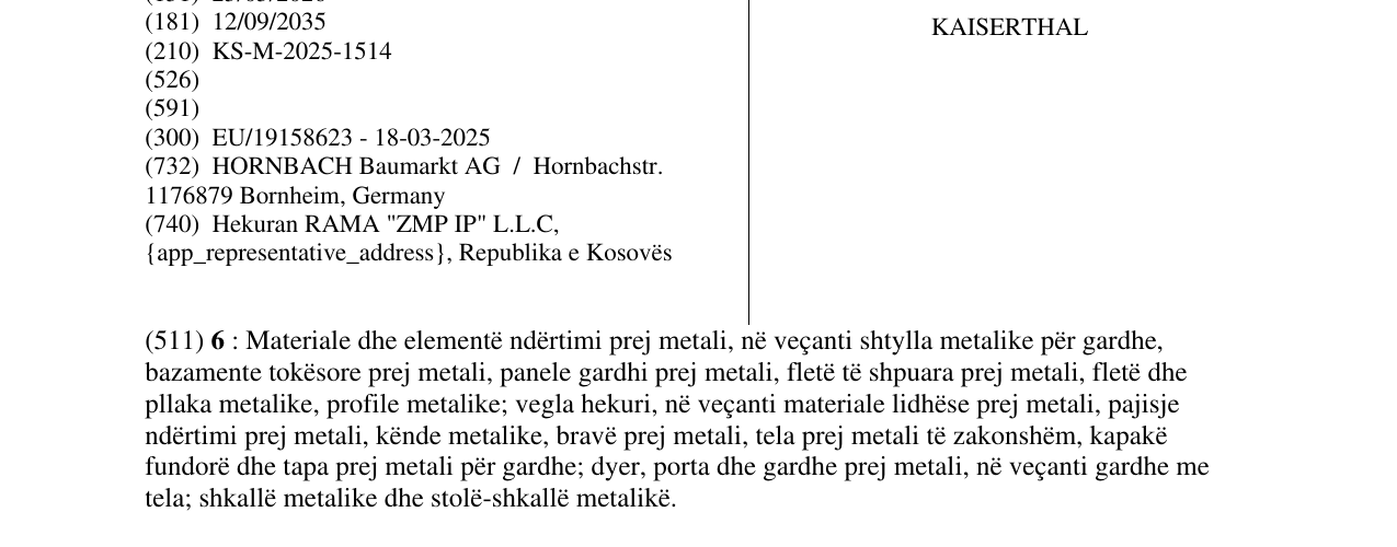 Zëri i markës KAISERTHAL në buletin