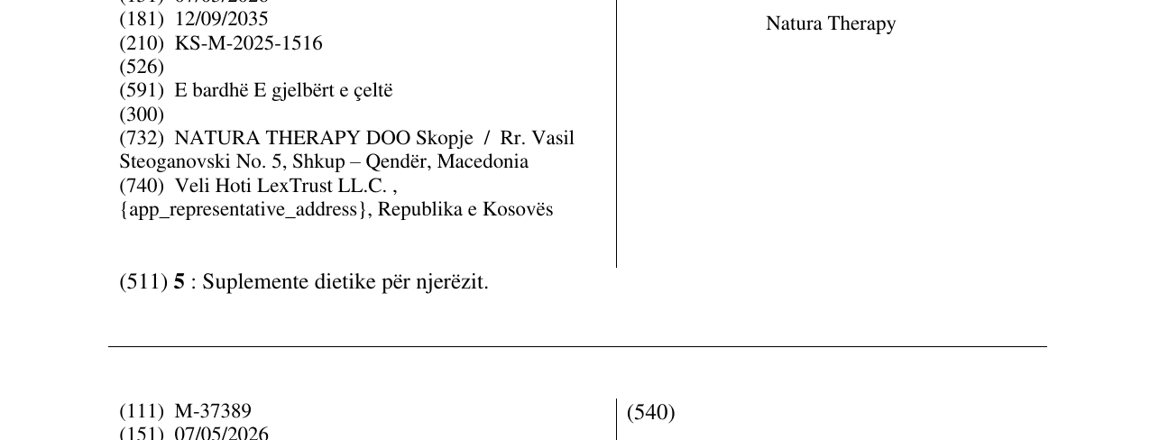 Zëri i markës Natura Therapy në buletin