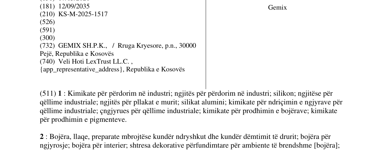 Zëri i markës Gemix në buletin