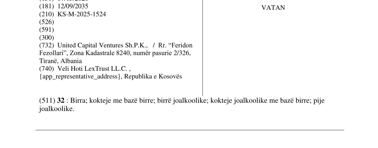 Zëri i markës VATAN në buletin