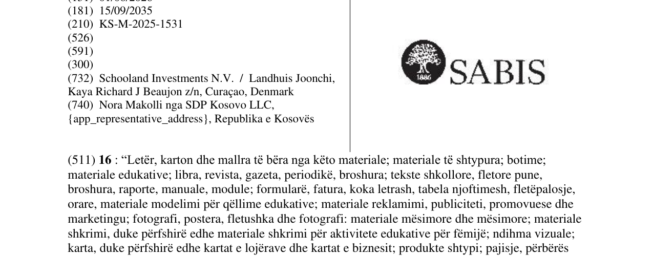 Zëri i markës SABIS në buletin