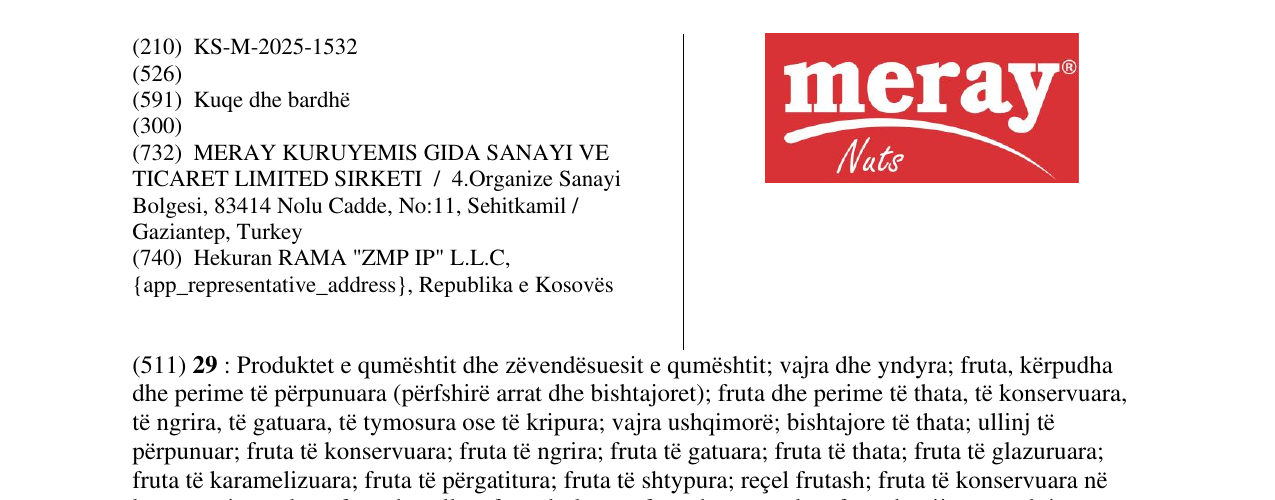 Zëri i markës meray në buletin
