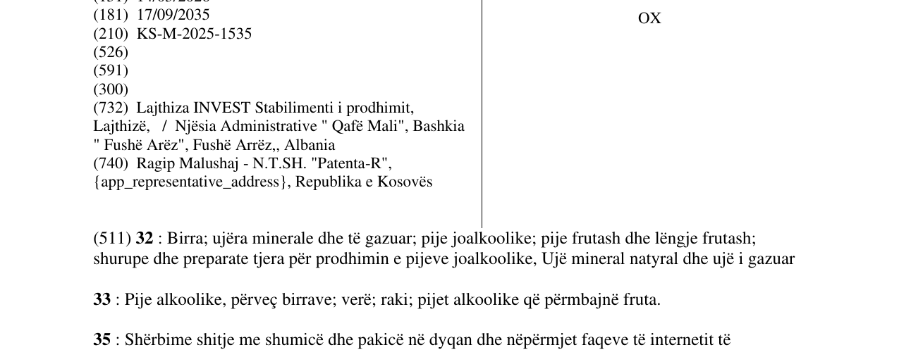 Zëri i markës OX në buletin