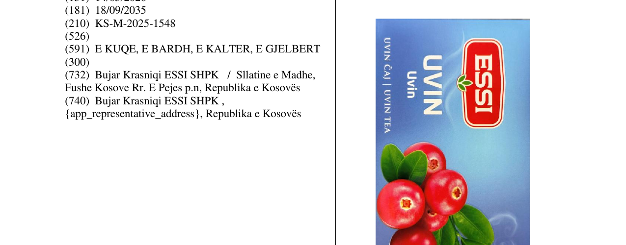 Zëri i markës ESSI UVIN në buletin
