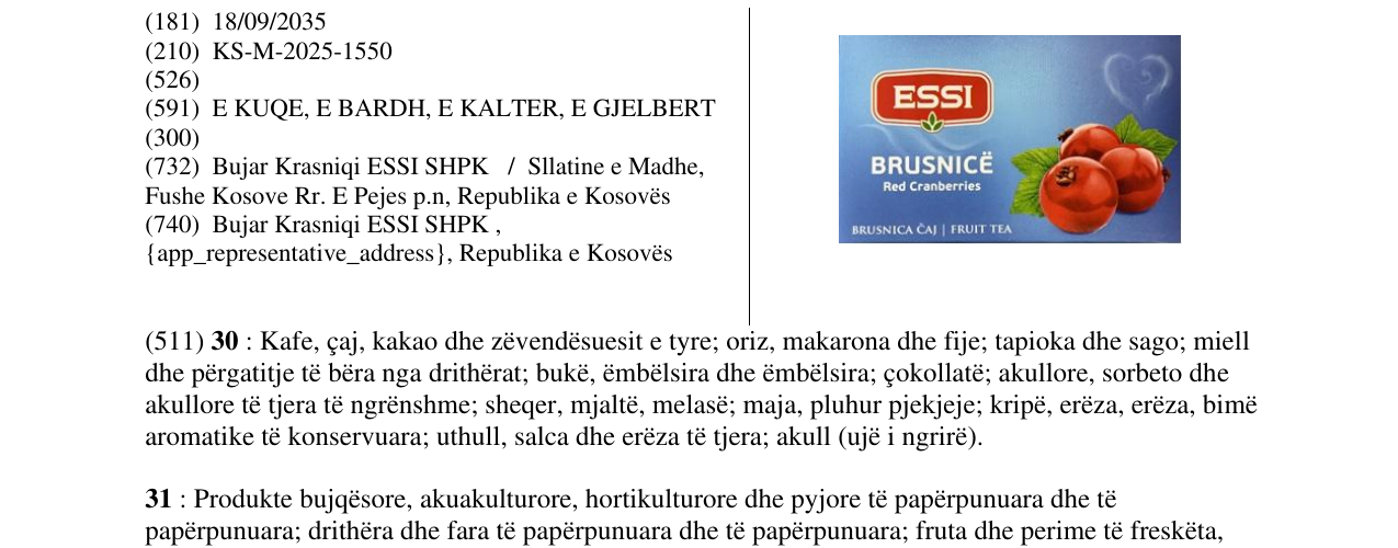 Zëri i markës BRUSNIC në buletin