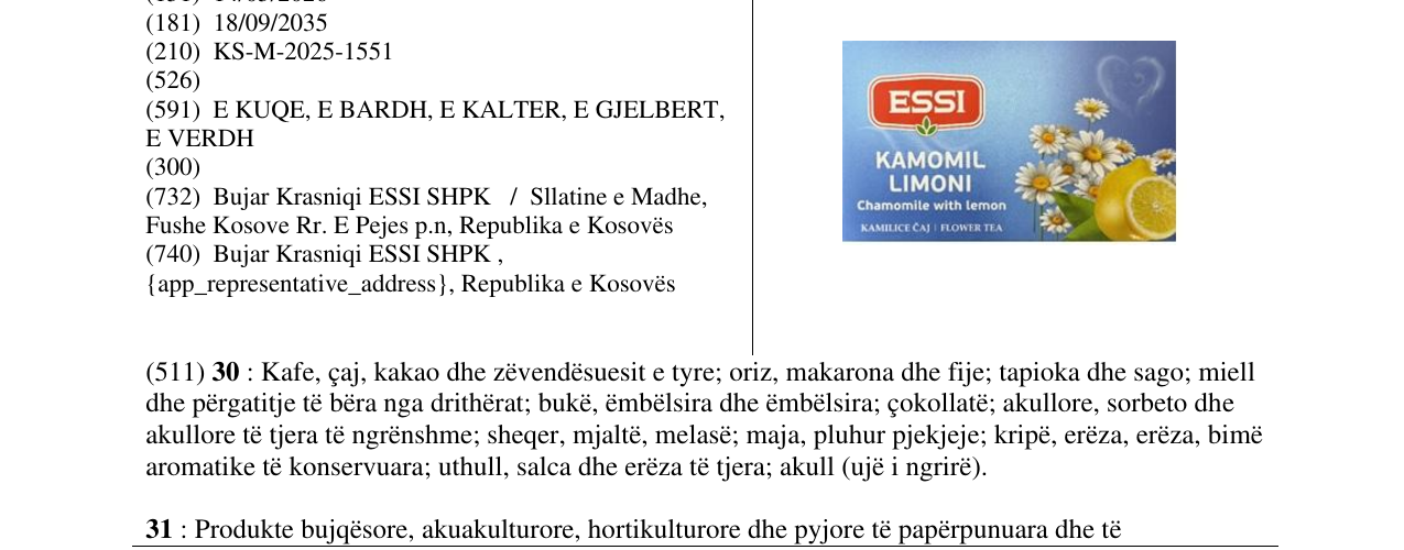 Zëri i markës KAMOMIL LIMONI në buletin