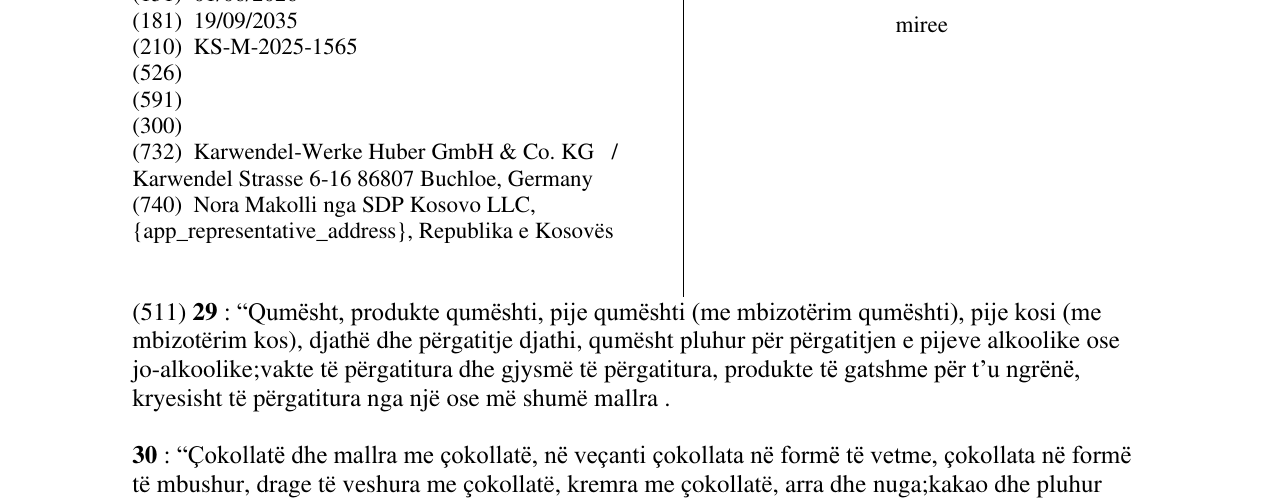 Zëri i markës miree në buletin