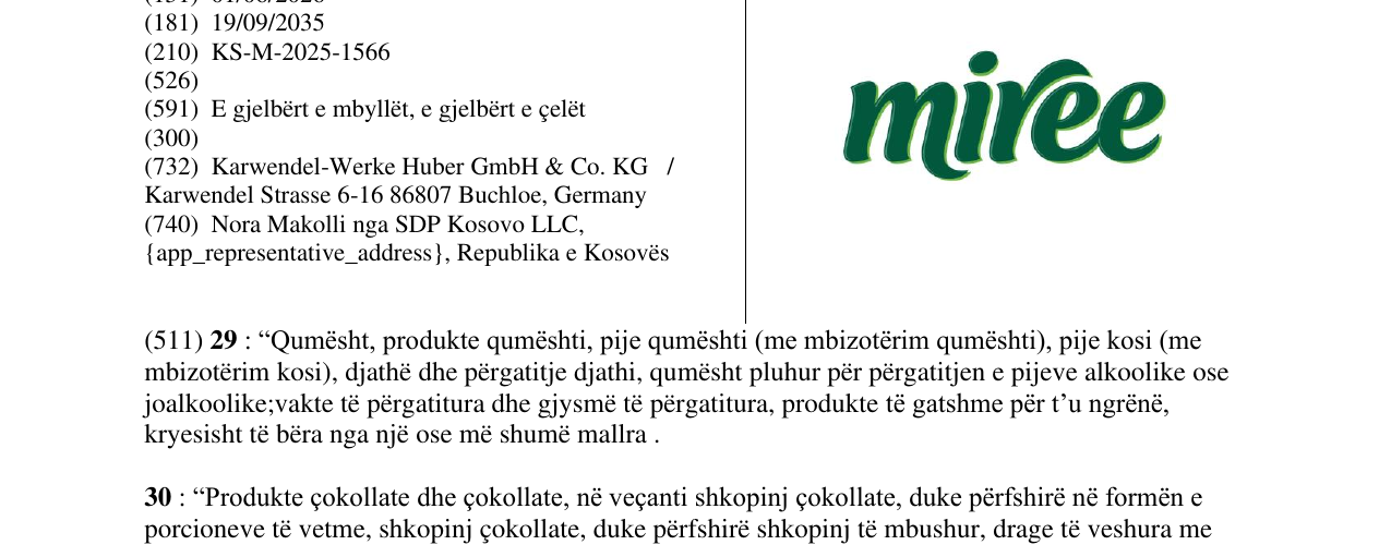 Zëri i markës miree në buletin