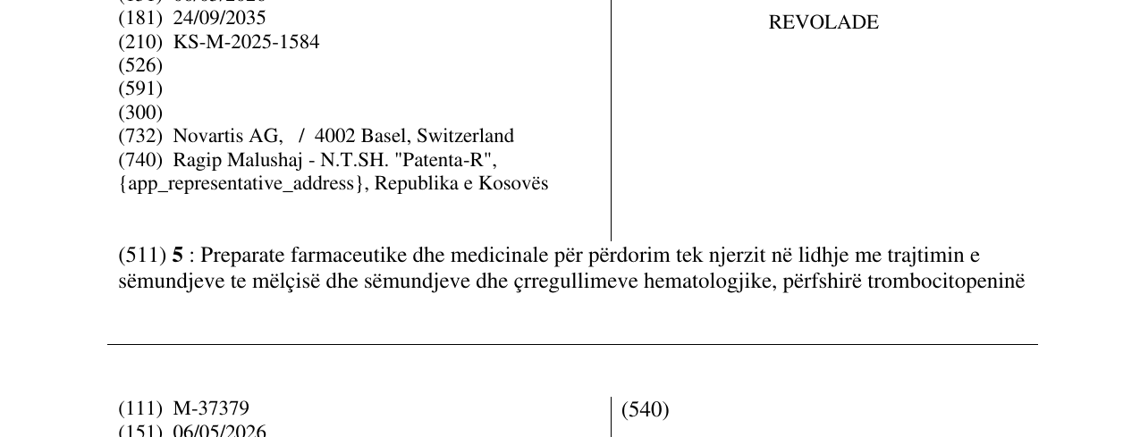 Zëri i markës REVOLADE në buletin