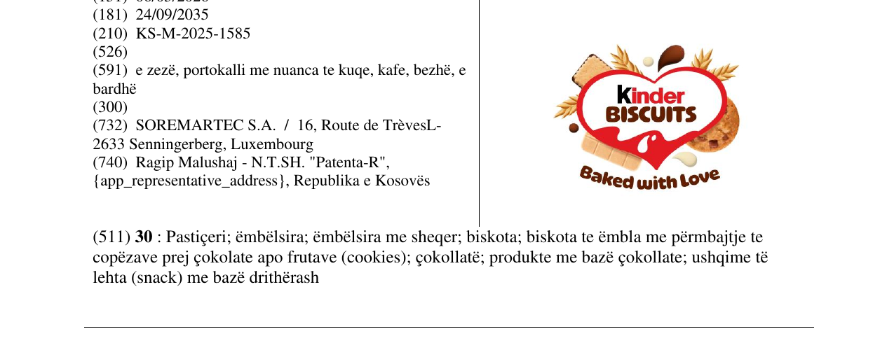 Zëri i markës KINDER BISCUIT në buletin