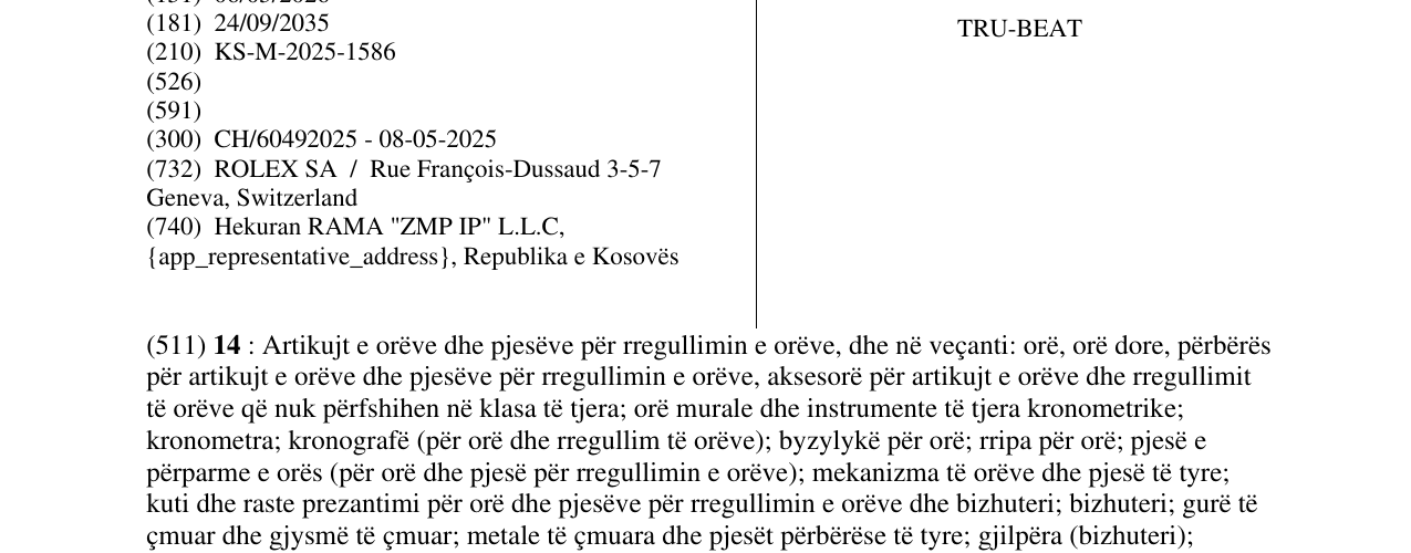 Zëri i markës TRU-BEAT në buletin