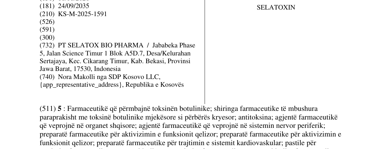 Zëri i markës SELATOXIN në buletin
