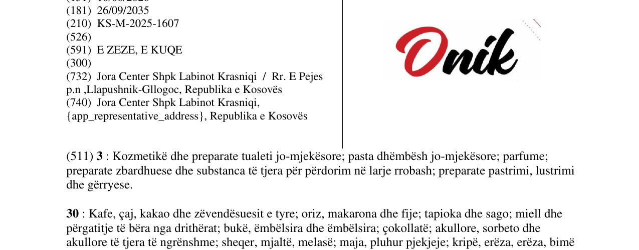 Zëri i markës Onik në buletin