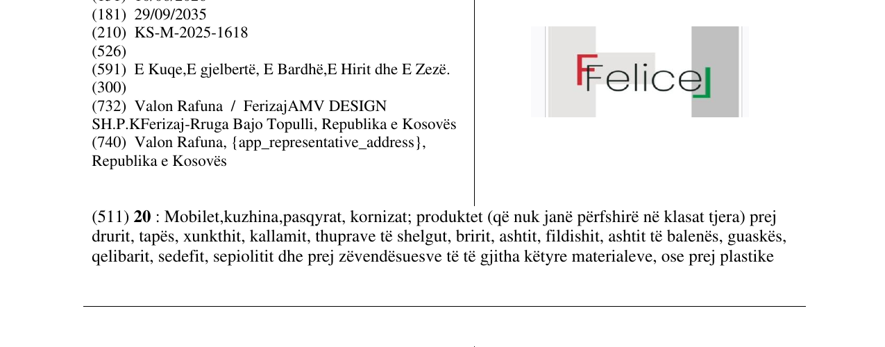 Zëri i markës Felice në buletin