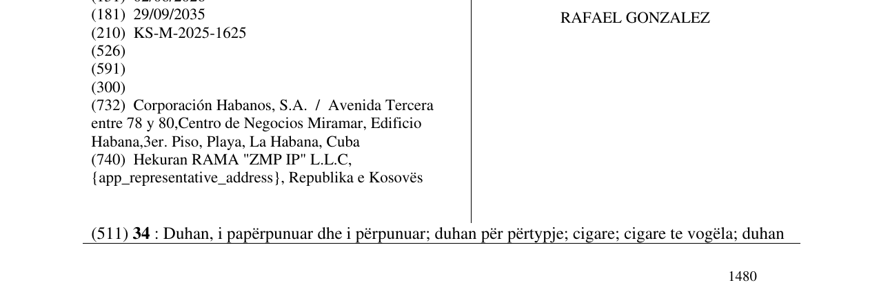 Zëri i markës RAFAEL GONZALEZ në buletin