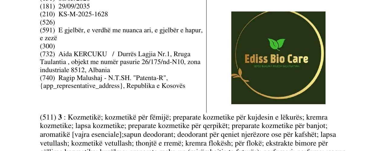 Zëri i markës Ediss Bio Care në buletin