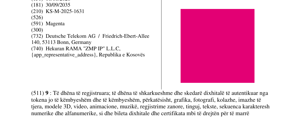 Zëri i markës Magenta në buletin