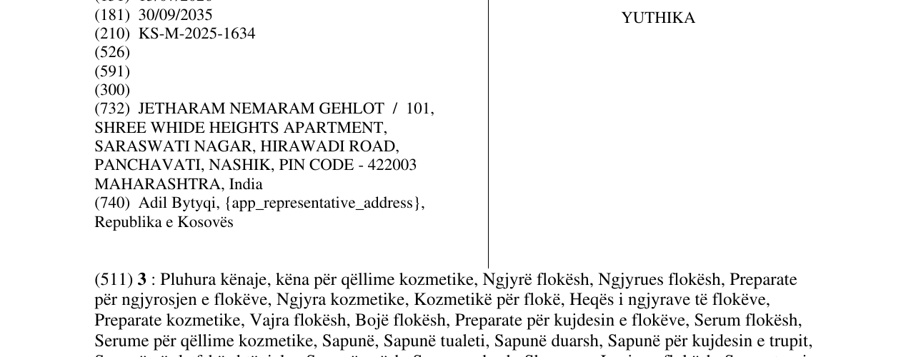 Zëri i markës YUTHIKA në buletin