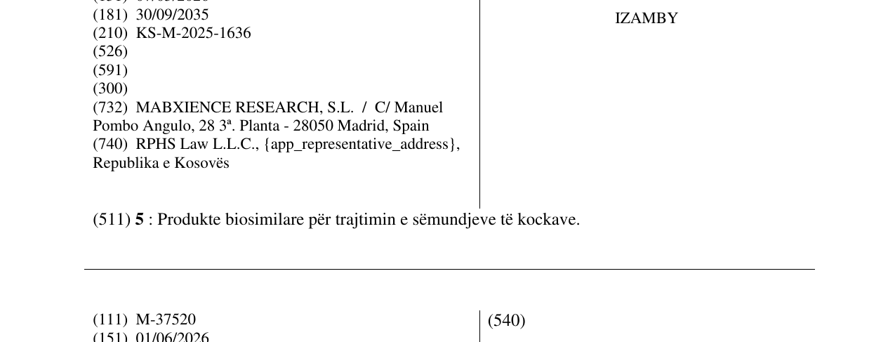Zëri i markës IZAMBY në buletin