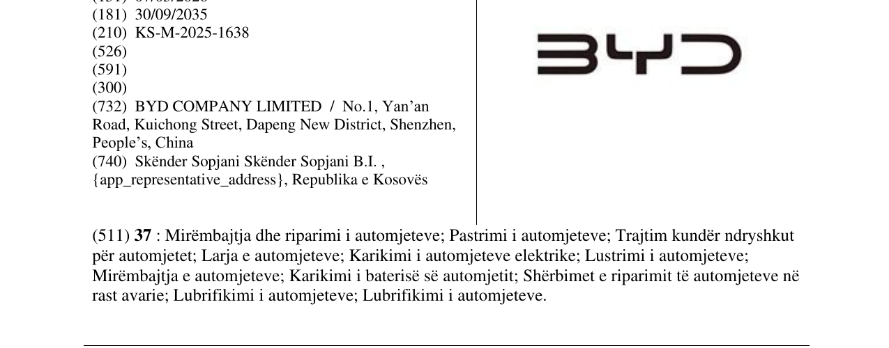 Zëri i markës BYD në buletin