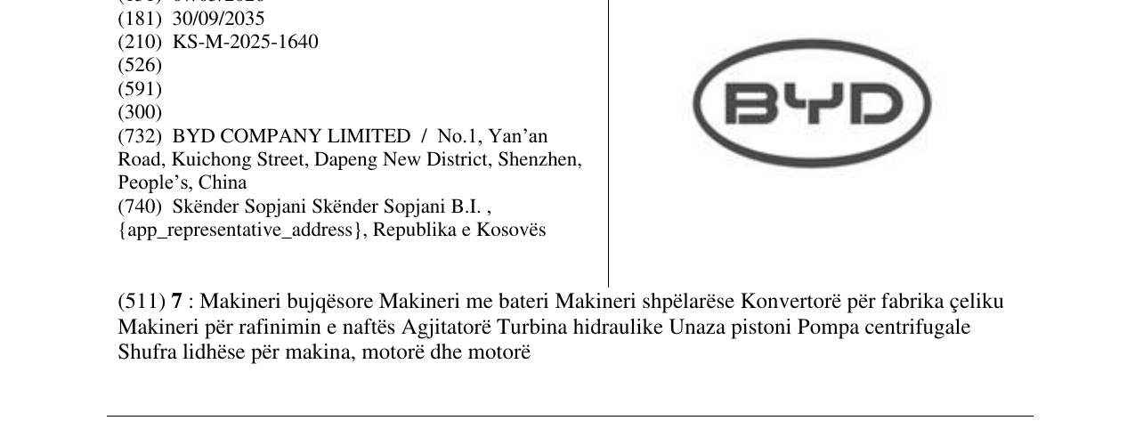 Zëri i markës BYD në buletin
