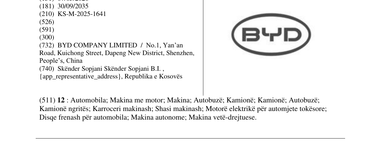 Zëri i markës BYD në buletin