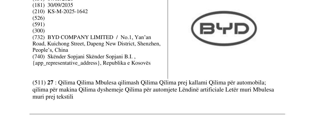 Zëri i markës BYD në buletin